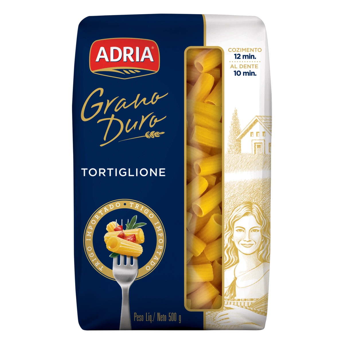 Macarrão De Sêmola Grano Duro Tortiglione Adria Pacote 500g