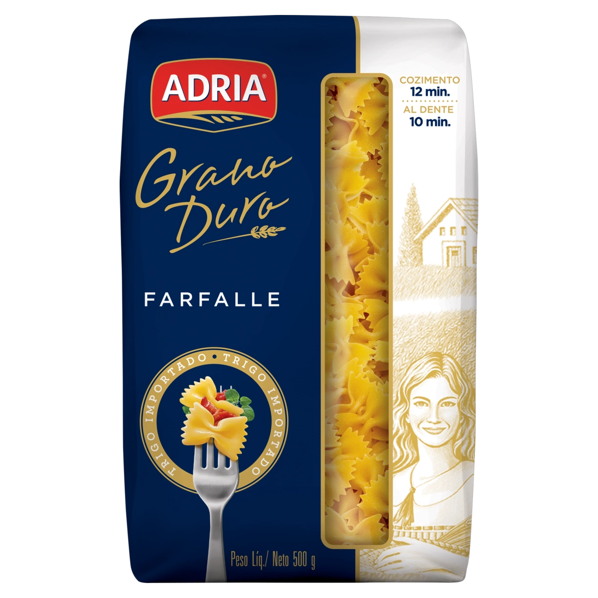Macarrão De Sêmola Grano Duro Farfalle Adria Pacote 500g