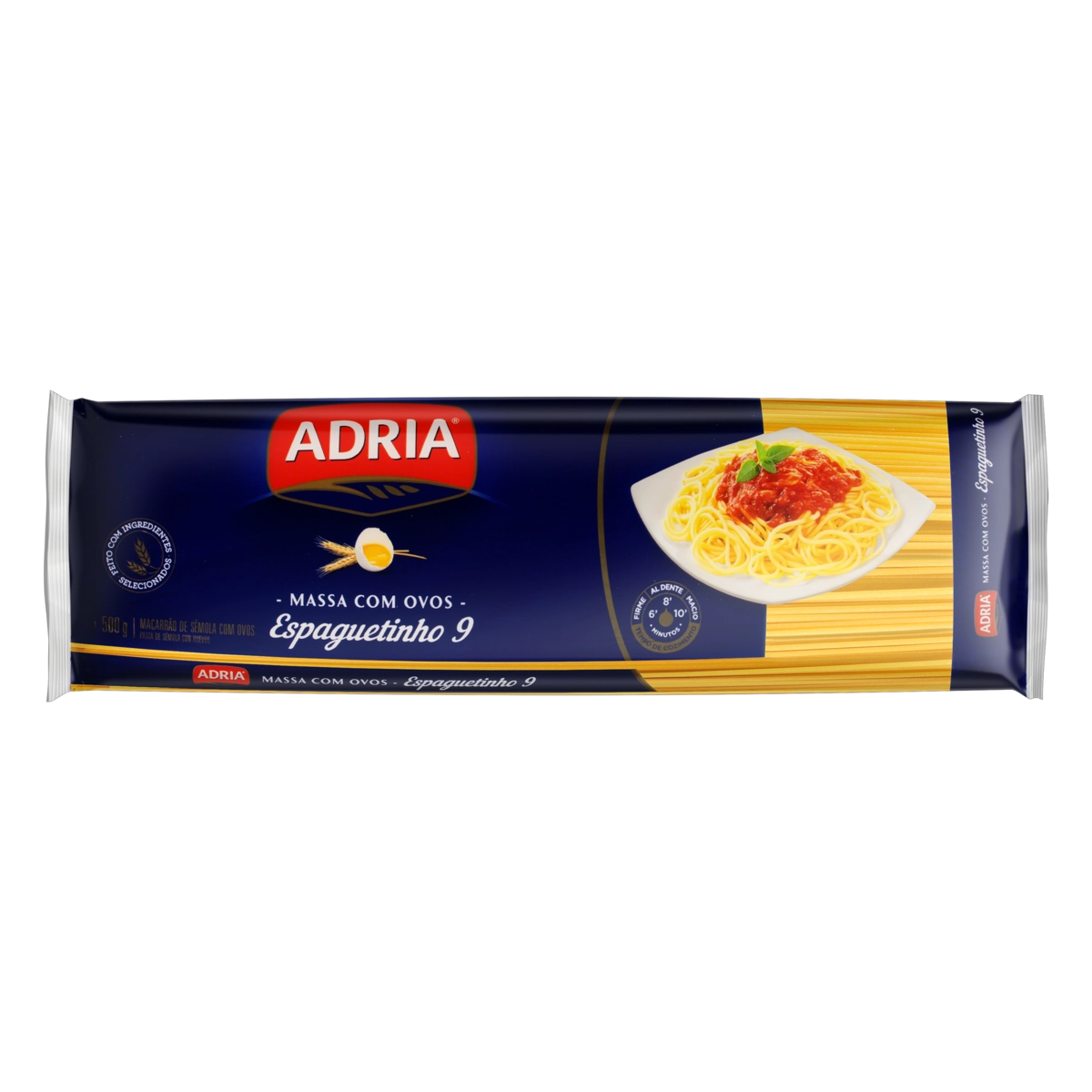 Macarrão De Sêmola Com Ovos Espaguetinho 9 Adria Pacote 500g