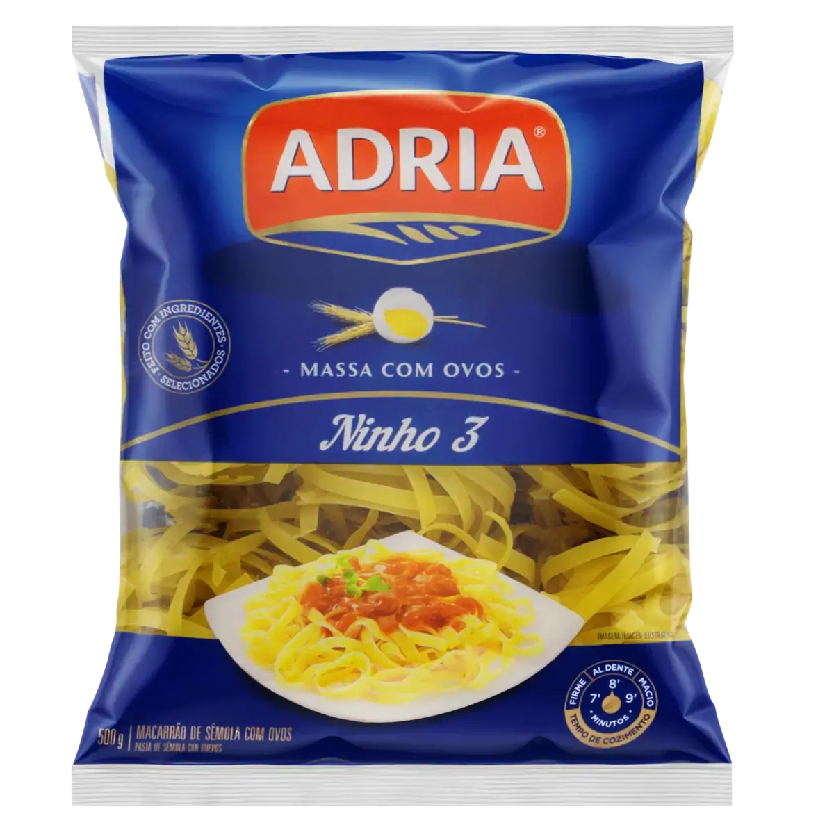 Mac. Adria C/ovos Ninho 3 500g
