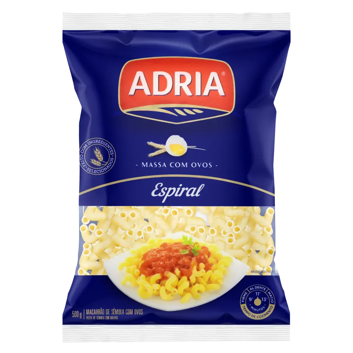 Macarrão De Sêmola Com Ovos Espiral Adria Pacote 500g