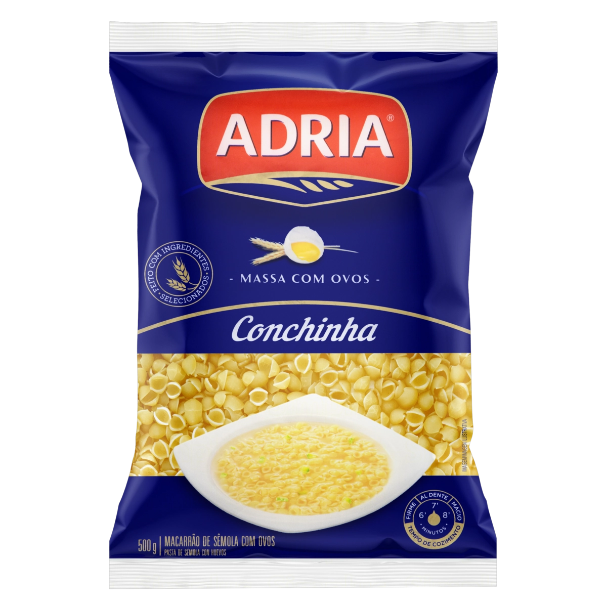 Macarrão De Sêmola Com Ovos Conchinha Adria Pacote 500g