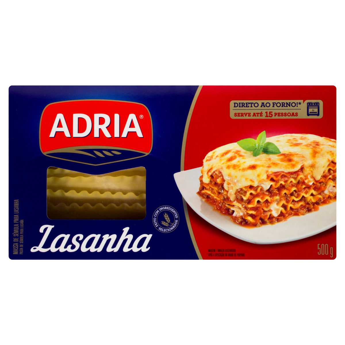 Massa Para Lasanha Adria Caixa 500g