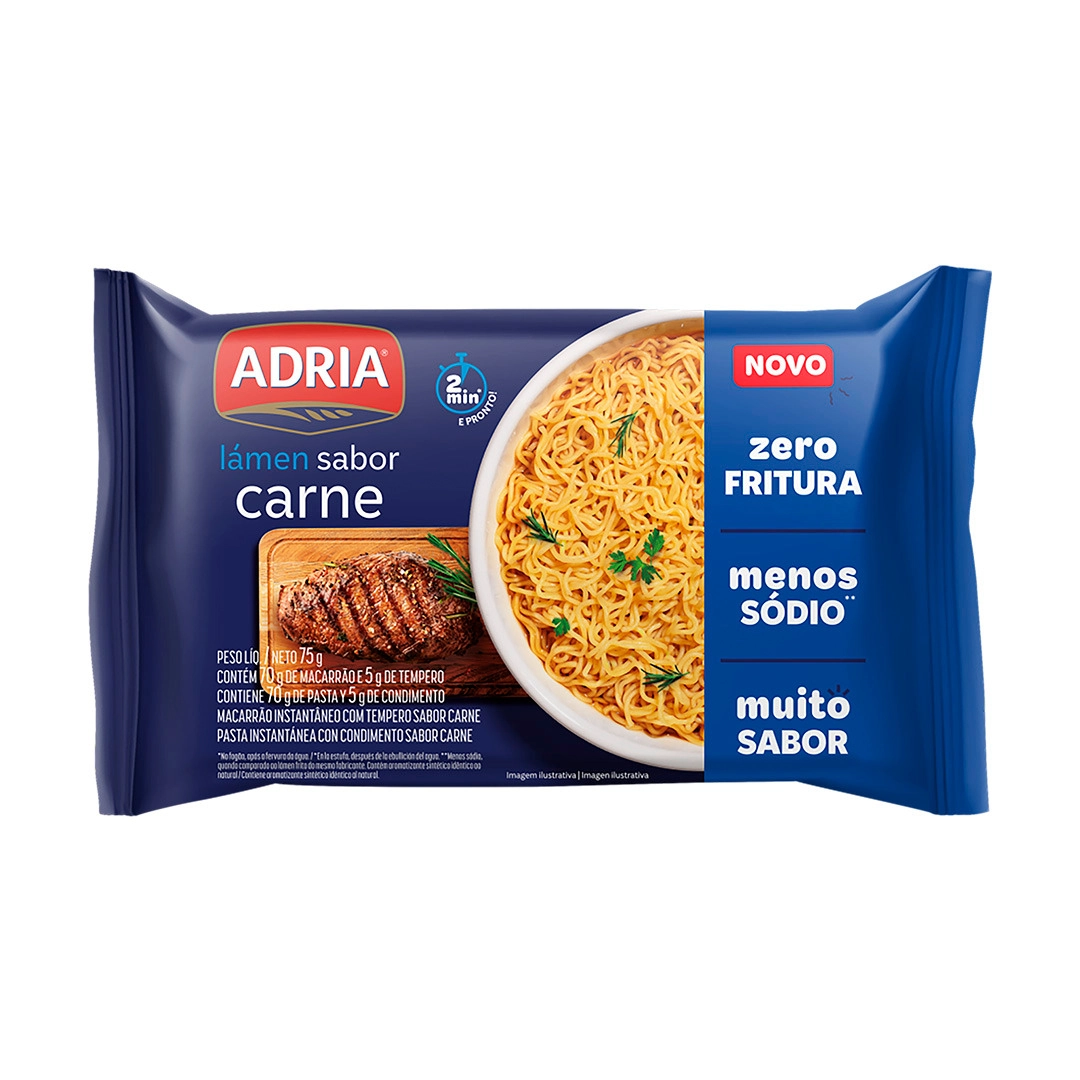 Macarrão Instantâneo Lámen Carne Adria Pacote 74,3g