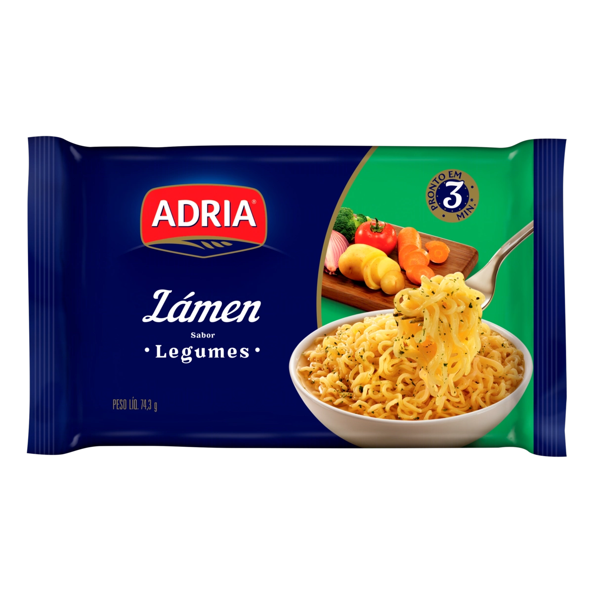 Macarrão Instantâneo Lámen Legumes Adria Pacote 74,3g