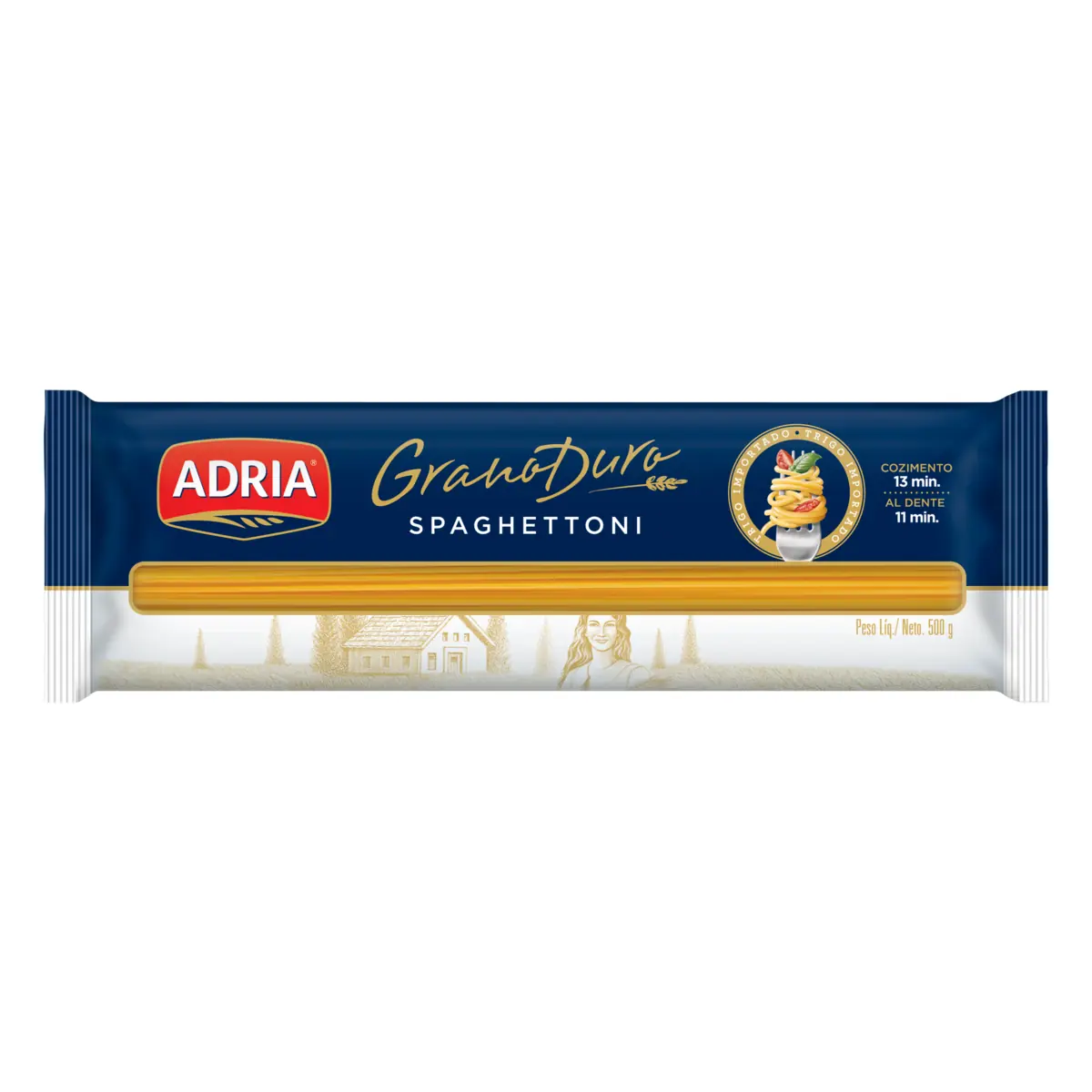 Macarrão De Sêmola Grano Duro Spaghettoni Adria Pacote 500g