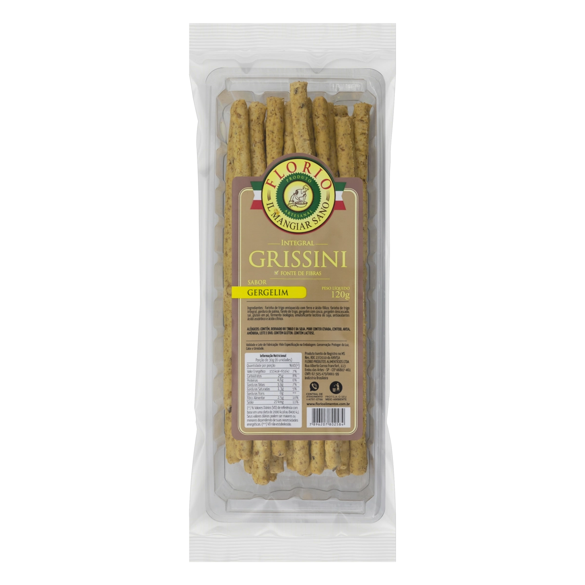 Grissini Integral Gergelim Florio Pacote 120g