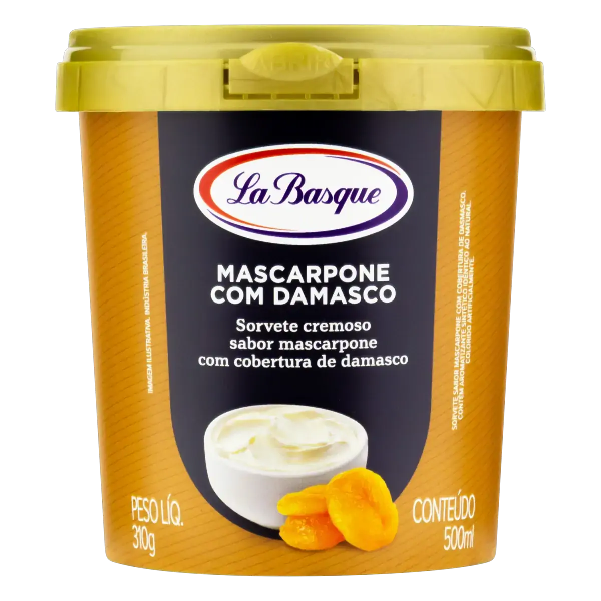 Sorvete Mascarpone Cobertura Damasco La Basque Pote 500ml