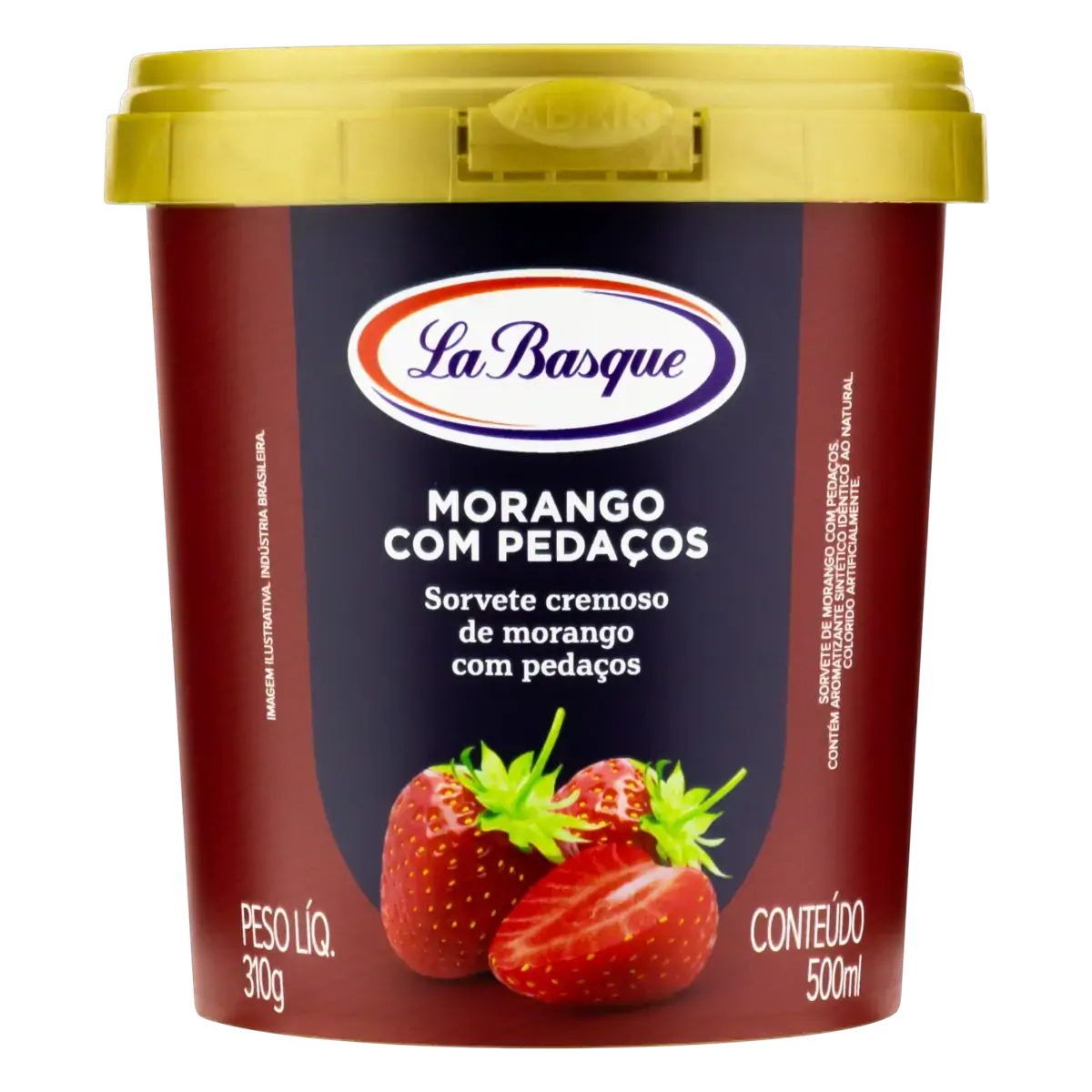 Sorvete Morango Com Pedaços La Basque Pote 500ml