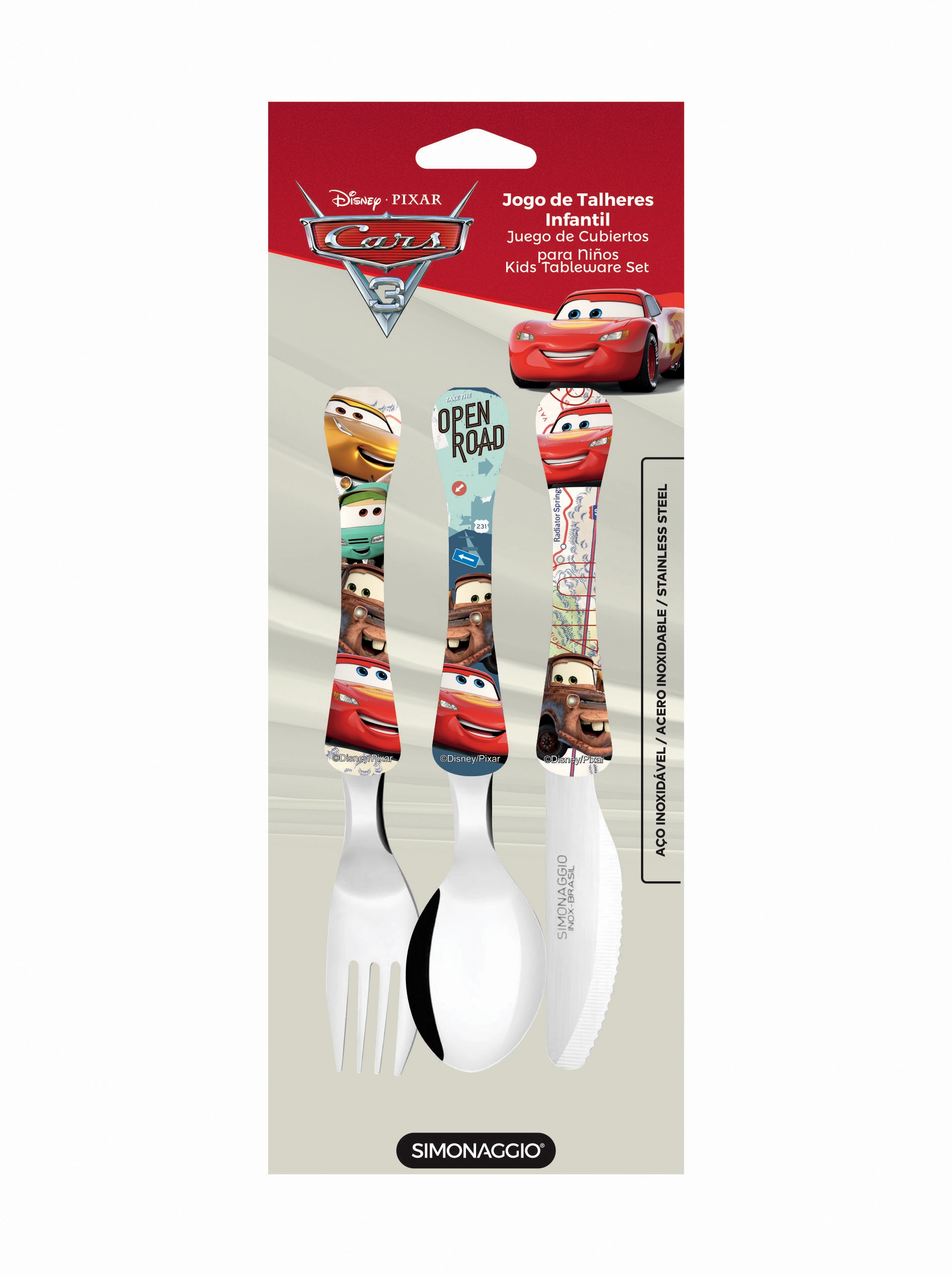 Kit Talher Disney Kids 3pcs Carros
