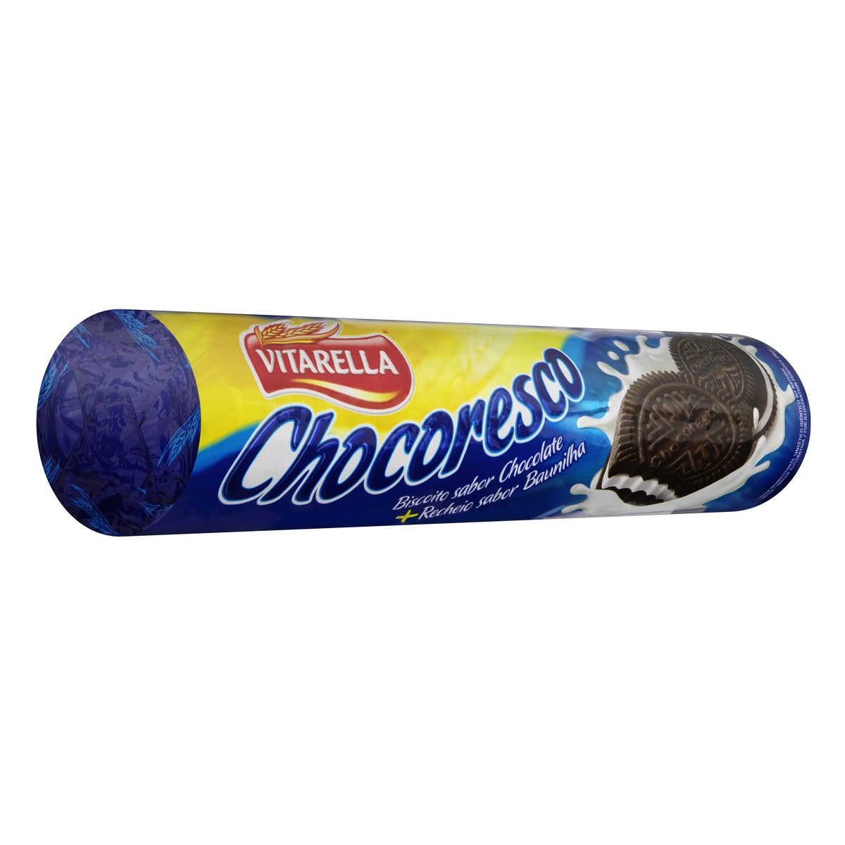 Biscoito Chocolate Recheio Baunilha Vitarella Chocoresco Pacote 130g