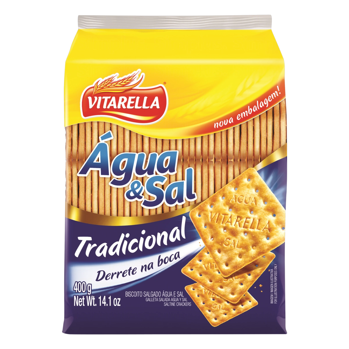 Biscoito água E Sal Tradicional Vitarella Pacote 350g