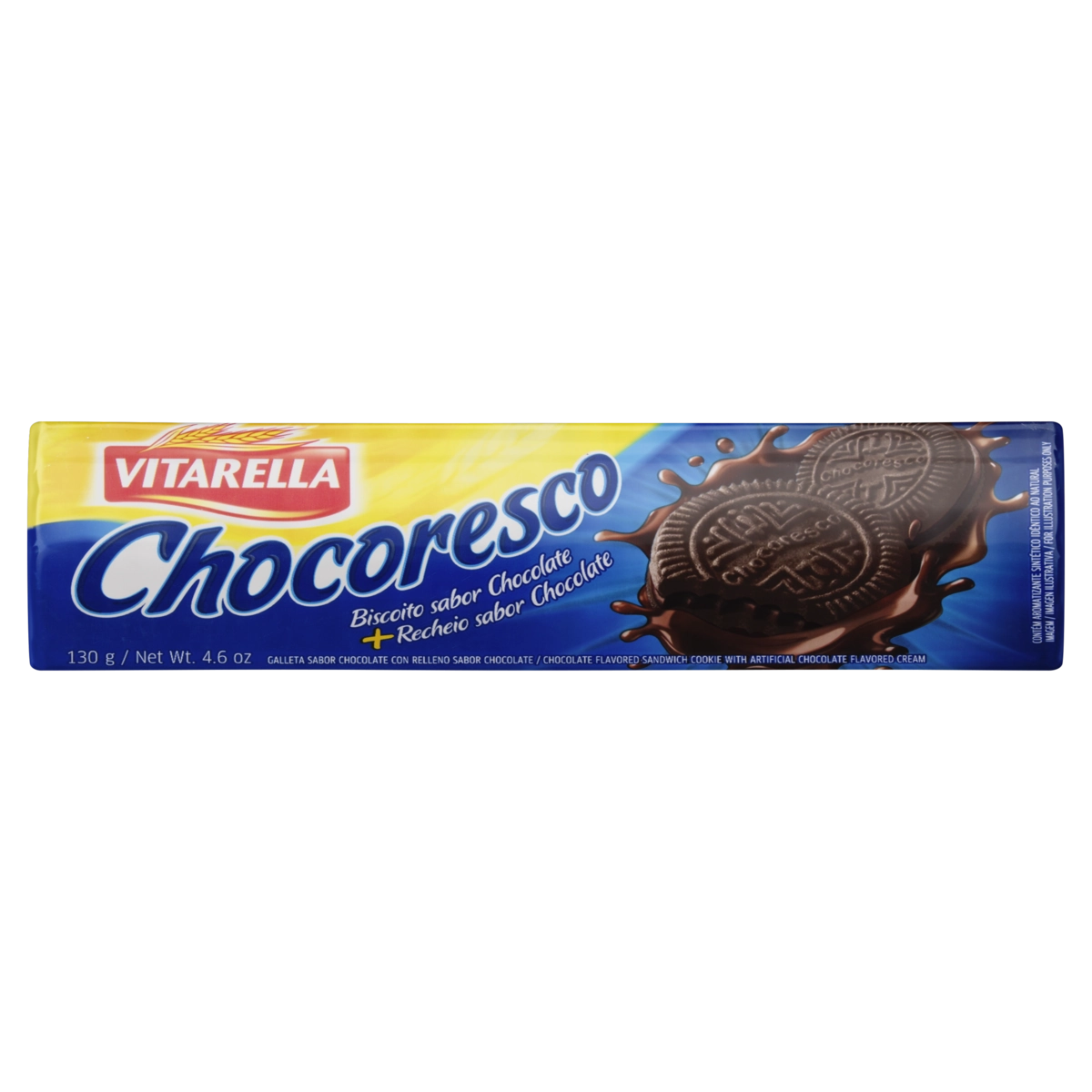 Biscoito Recheio Chocolate Vitarella Chocoresco Pacote 130g