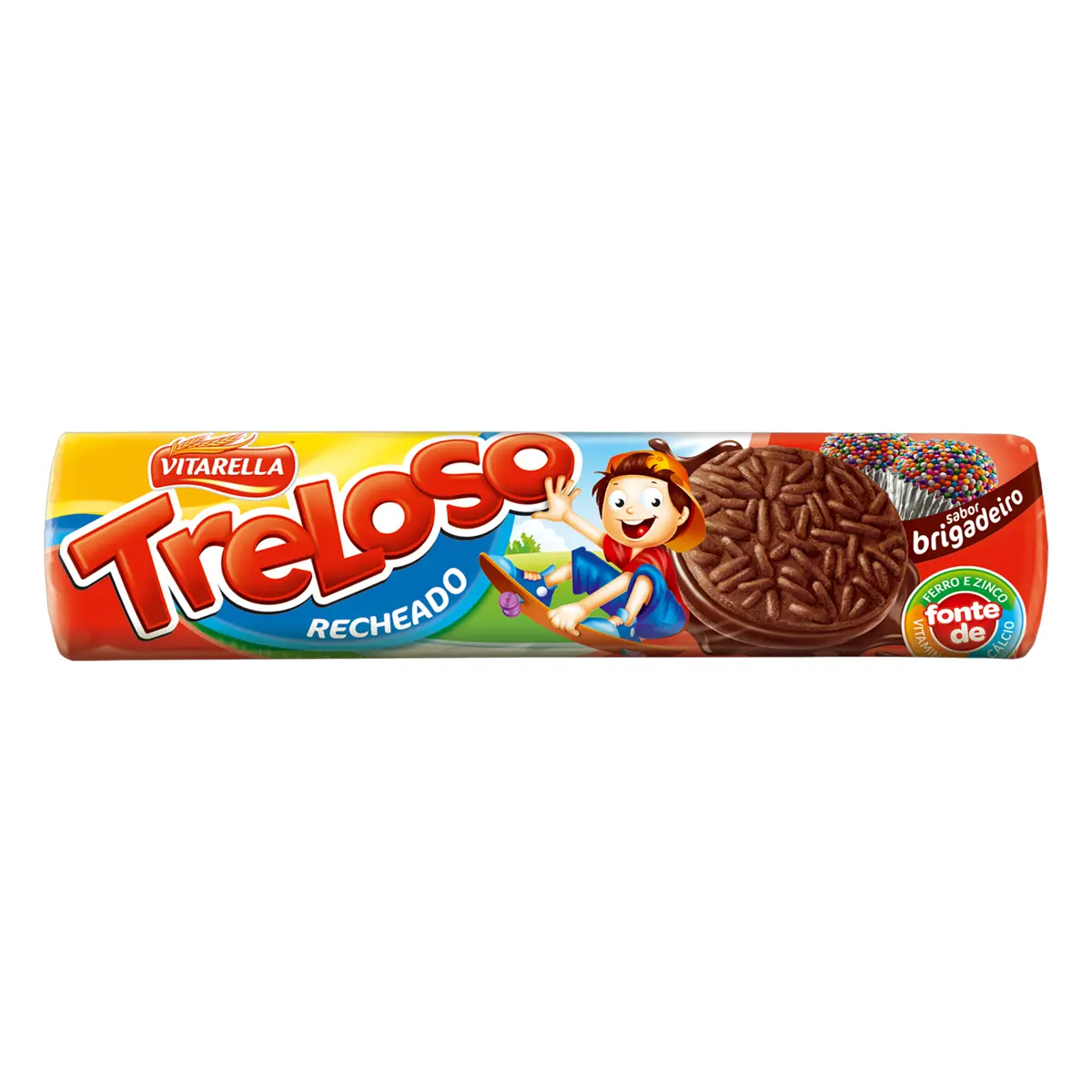 Biscoito Recheio Brigadeiro Vitarella Treloso Pacote 130g