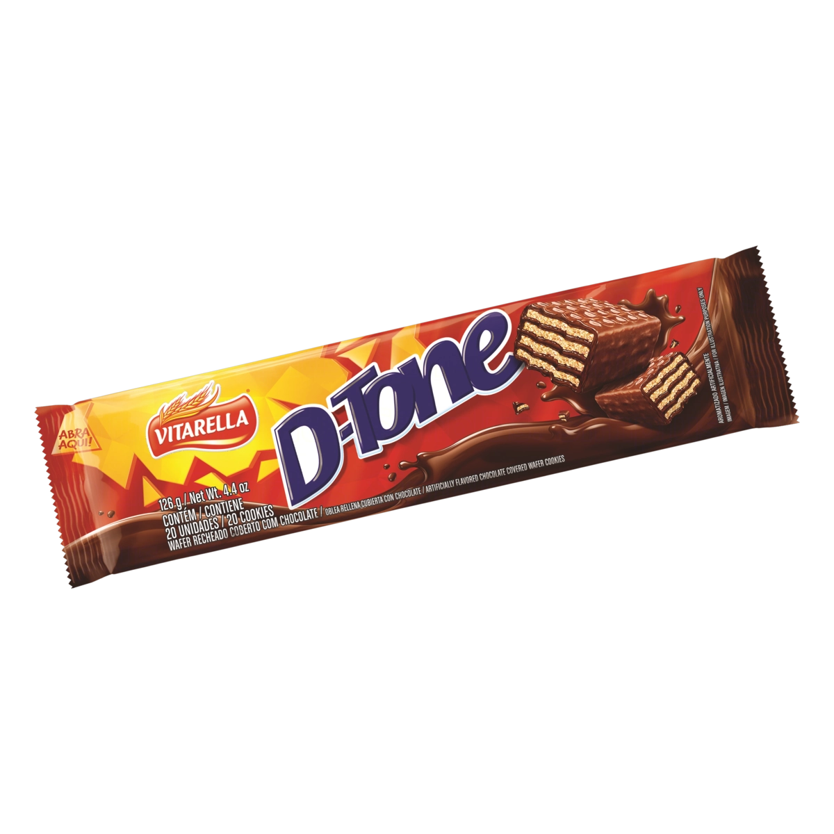 Wafer Recheio E Cobertura Chocolate Vitarella D Tone Pacote 126g
