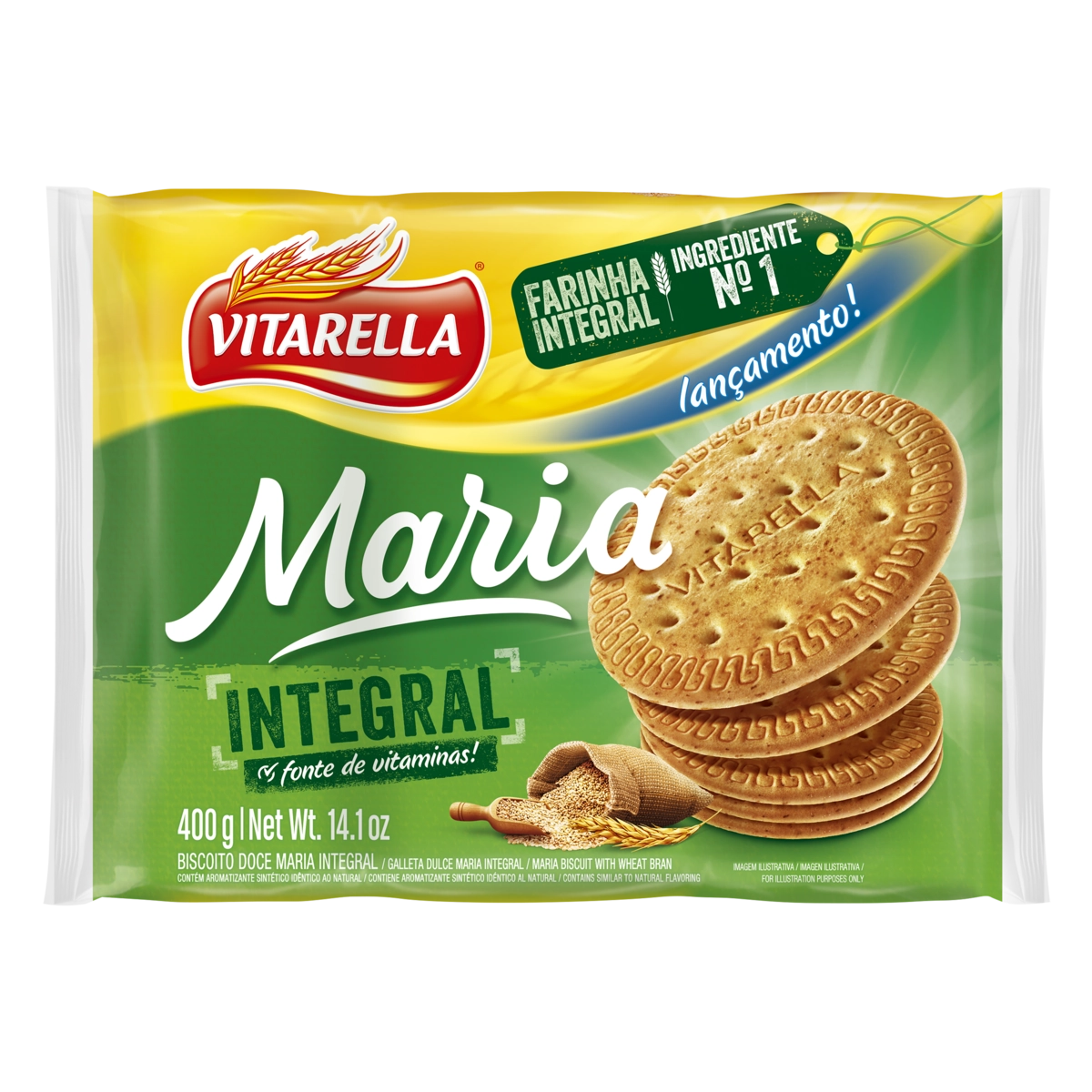 Biscoito Maria Integral Vitarella Pacote 400g