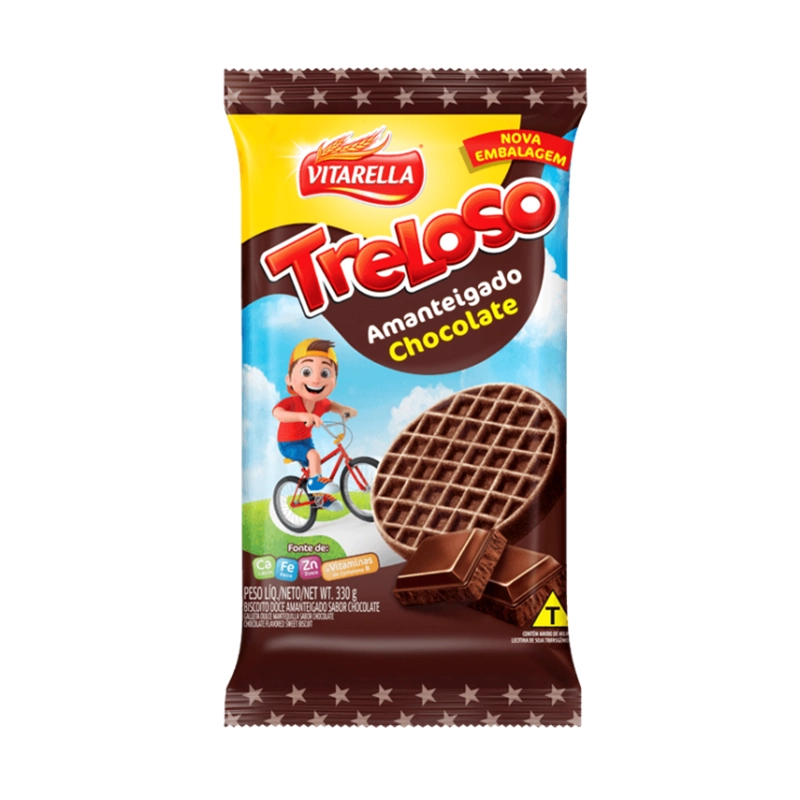 Biscoito Amanteigado Chocolate Vitarella Treloso Pacote 330g