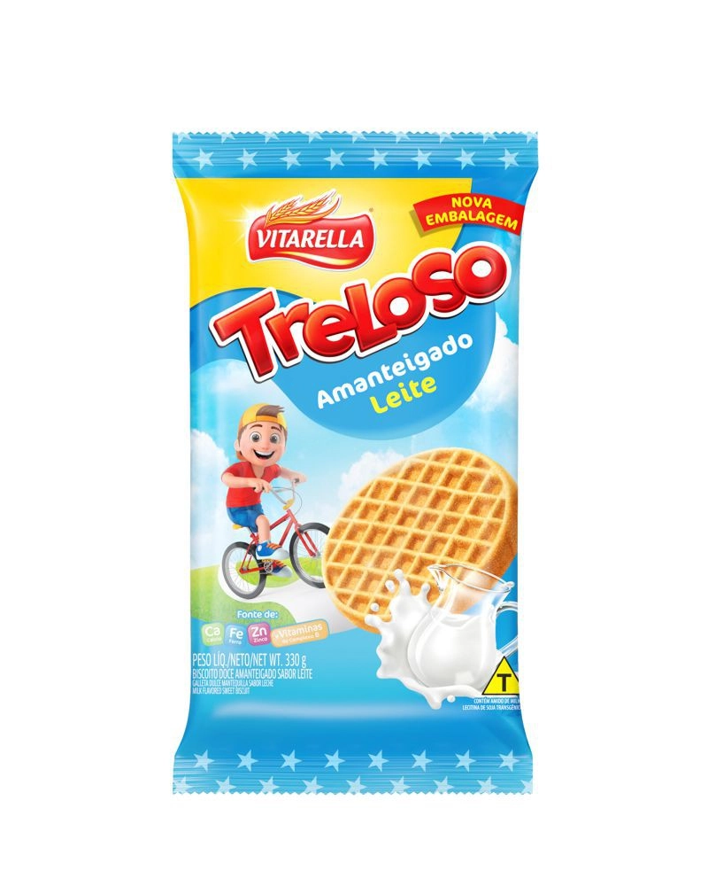 Biscoito Amanteigado Leite Vitarella Treloso Pacote 330g