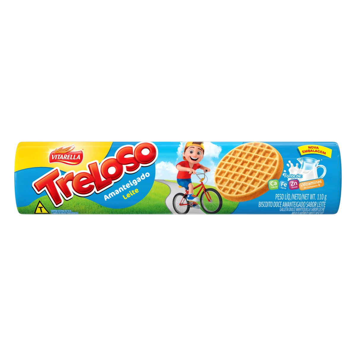 Biscoito Amanteigado Leite Vitarella Treloso Pacote 110g