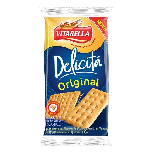 Pack Biscoito Original Vitarella Delicitá Pacote 138g 6 Unidades