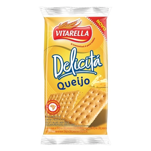 Pack Biscoito Queijo Vitarella Delicitá Pacote 138g 6 Unidades