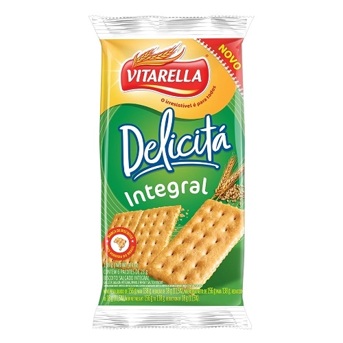 Pack Biscoito Integral Vitarella Delicitá Pacote 138g 6 Unidades