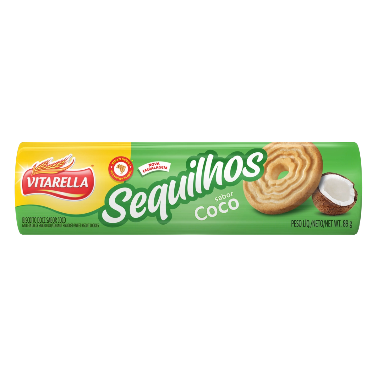 Biscoito Sequilho Coco Vitarella Pacote 89g