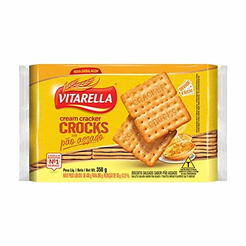 Biscoito Cream Cracker Pão Assado Vitarella Crocks Pacote 350g