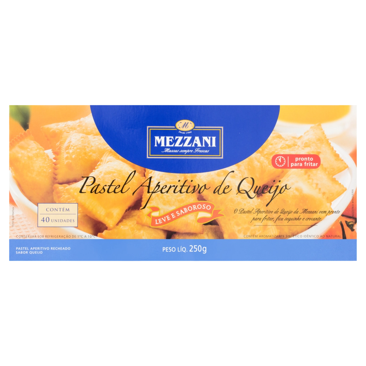Pastel Congelado Queijo Mezzani Caixa 250g 40 Unidades