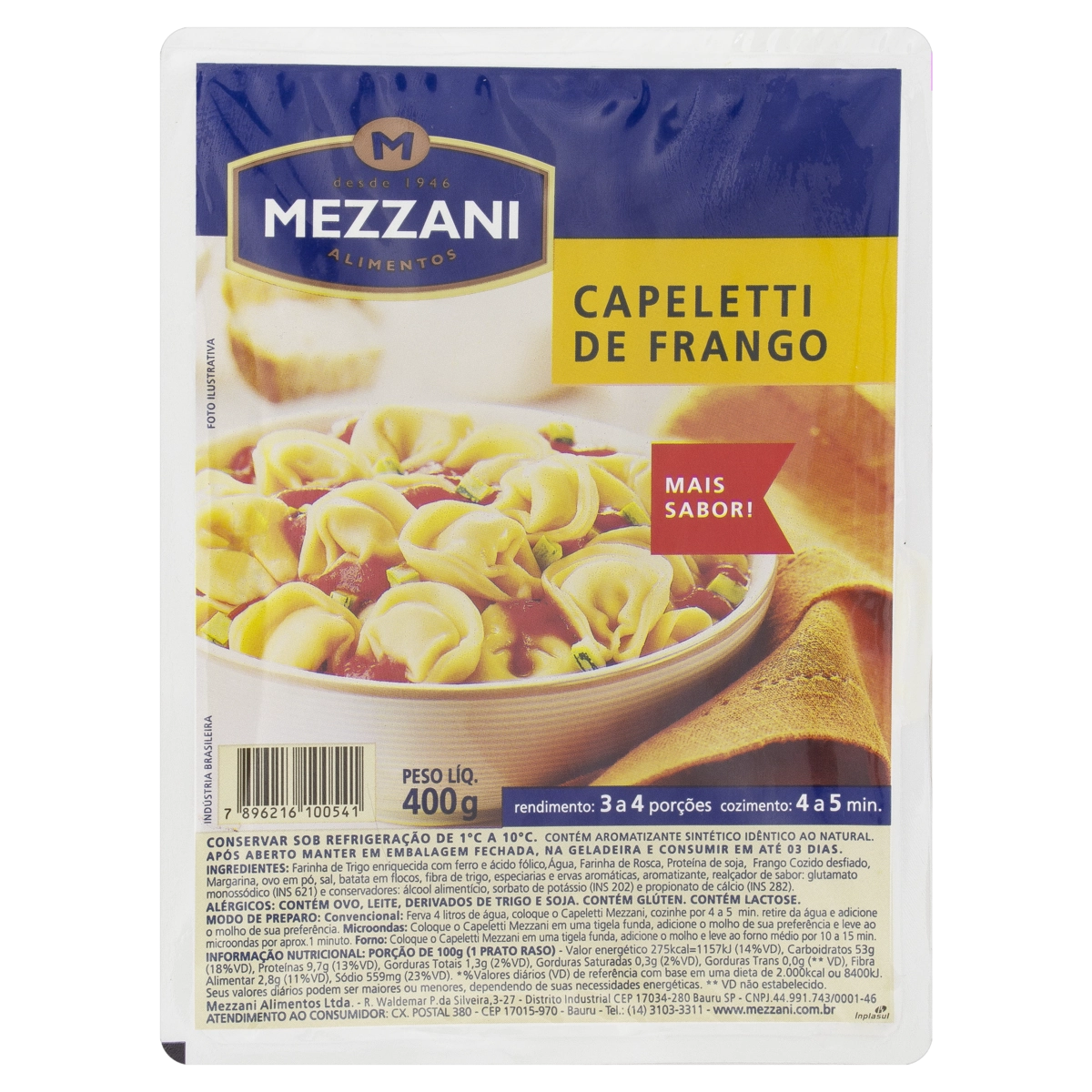 Capeletti Frango Mezzani Bandeja 400g
