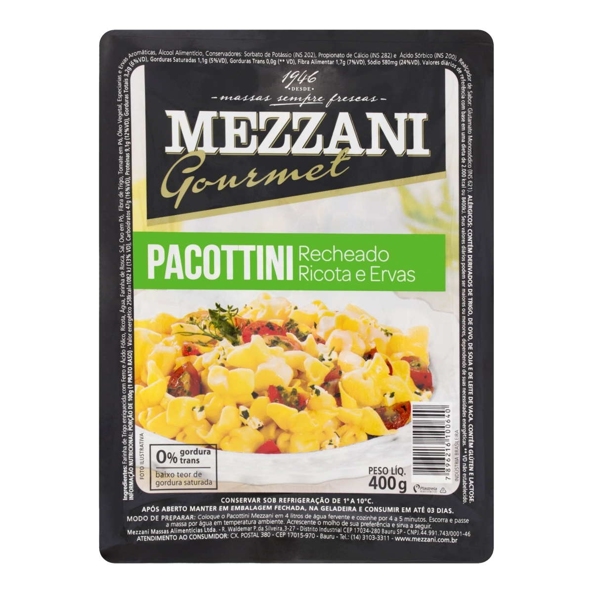 Pacottini Ricota E Ervas Mezzani Gourmet Bandeja 400g