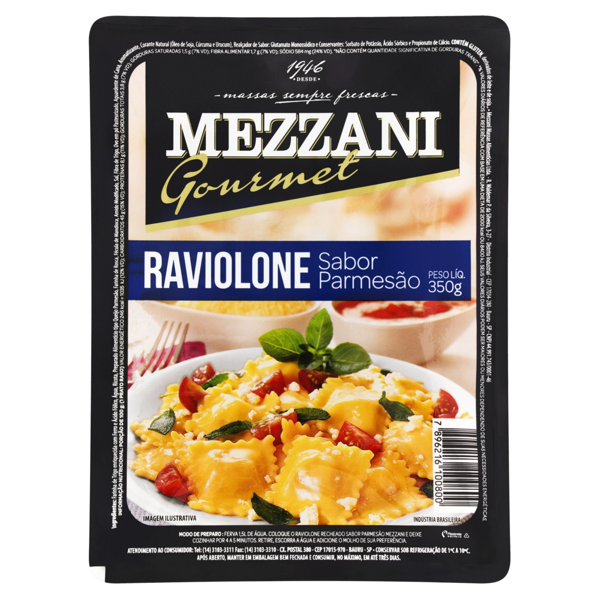 Ravioloni De Parmesão Mezzani Gourmet Bandeja 350g