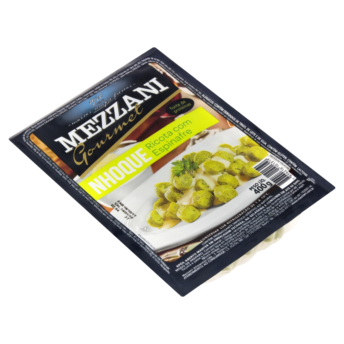 Nhoque Ricota Com Espinafre Mezzani Gourmet Bandeja 400g