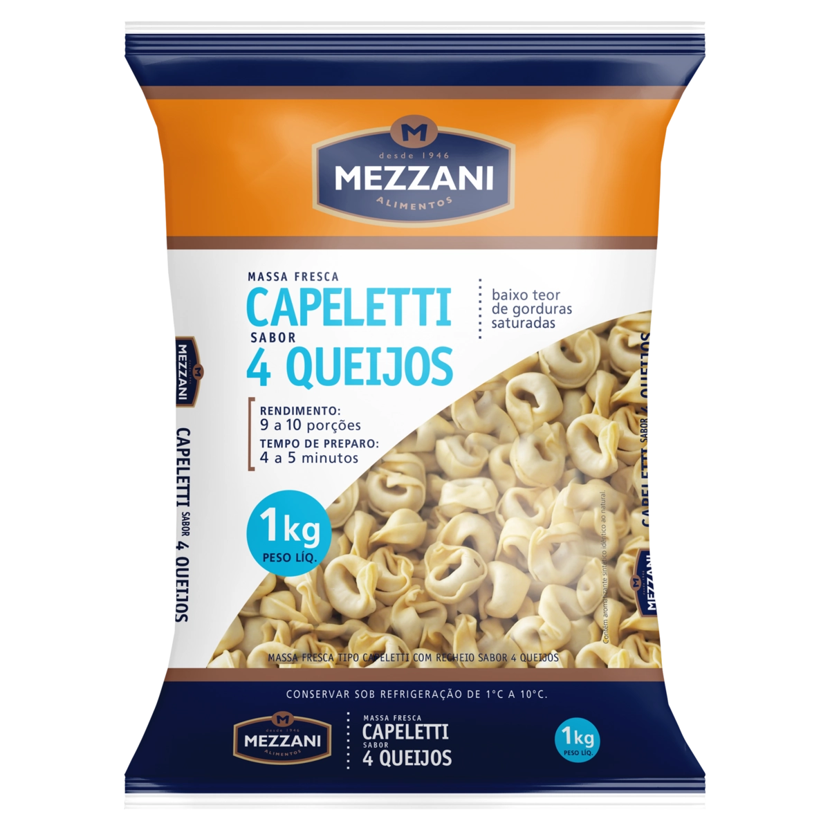 Capeletti Recheio 4 Queijos Mezzani Pacote 1kg
