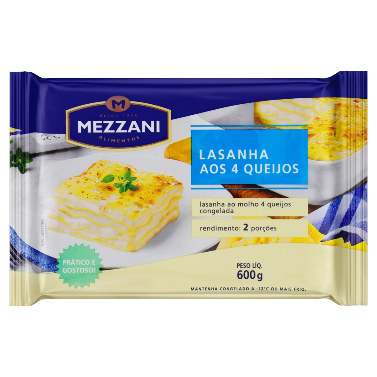 Lasanha Ao Molho 4 Queijos Mezzani Pacote 600g