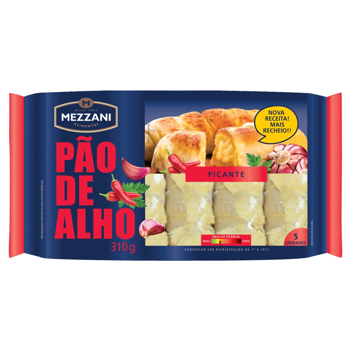 Pão De Alho Picante Resfriado Mezzani Bandeja 310g