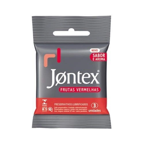 Preservativo Lubrificado Jontex C/3 Frutas Vermelhas Unit
