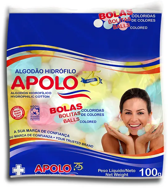 Algodão Em Bola Apolo 100g Colorida Unit