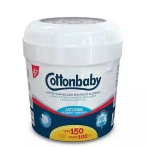 Hastes Flexíveis Cottonbaby Pote 150 Unidades