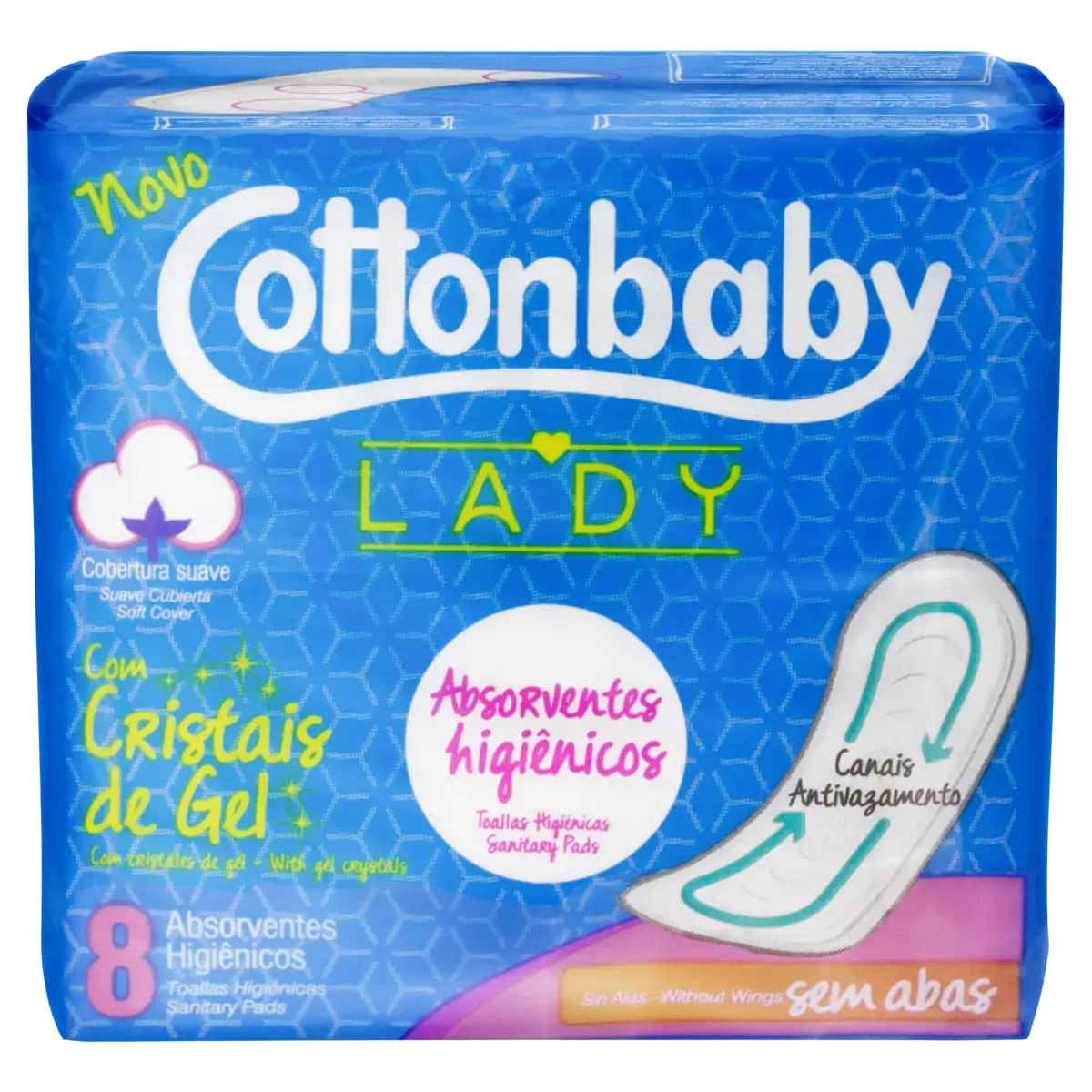 Absorvente Sem Abas Proteção Completa Suave Cottonbaby Lady Pacote 8 Unidades
