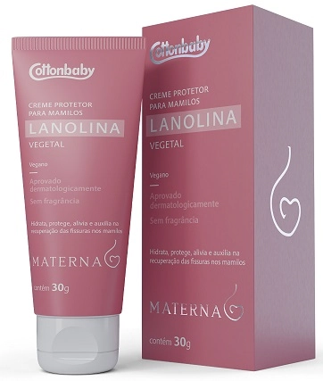Creme Protetor Para Mamilos Com Lanolina Sem Perfume Cottonbaby Materna Caixa 30g