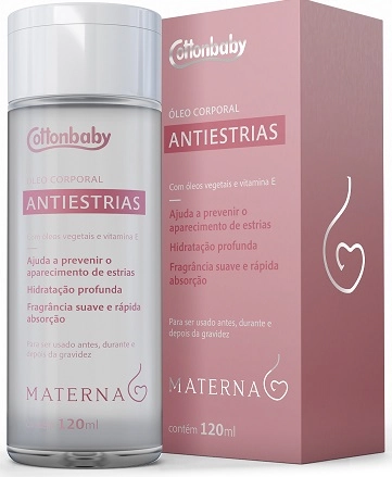 óleo Corporal Antiestrias Suave Cottonbaby Materna Caixa 120ml
