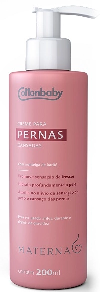 Creme Pernas Cansadas Cottonbaby Materna Frasco 200ml Pump