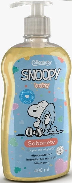 Sabonete Líquido Toque De Algodão Snoopy Baby Cottonbaby Frasco 400ml