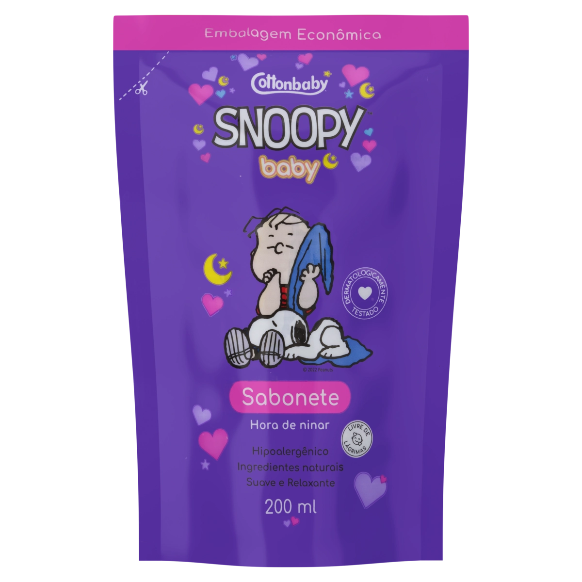 Sabonete Líquido Hora De Ninar Snoopy Baby Cottonbaby Sachê 200ml Embalagem Econômica
