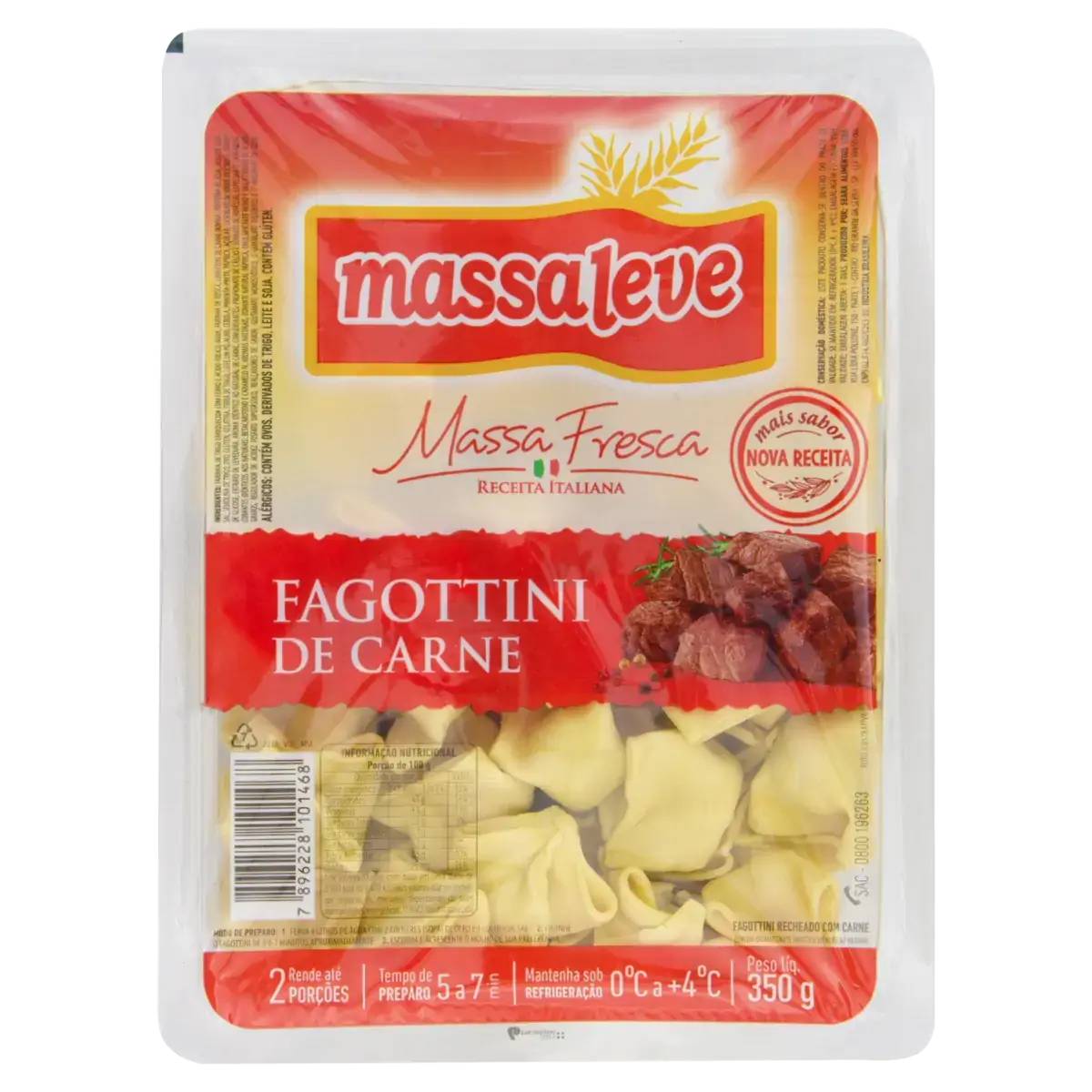 Fagottini Carne Massa Leve Bandeja 350g