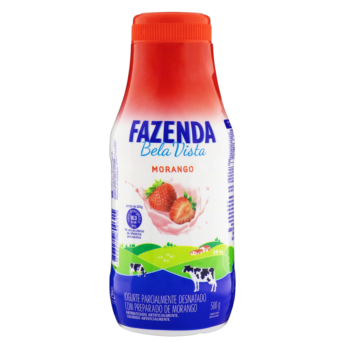 Iogurte Parcialmente Desnatado Morango Fazenda Bela Vista Garrafa 500g