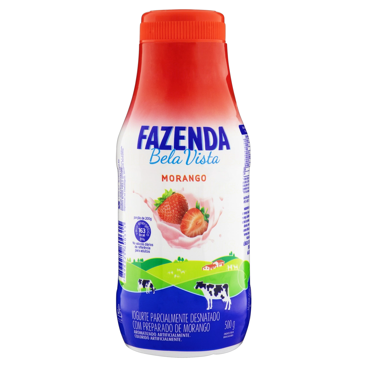 Iogurte Desnatado Morango Fazenda Bela Vista Garrafa 500g