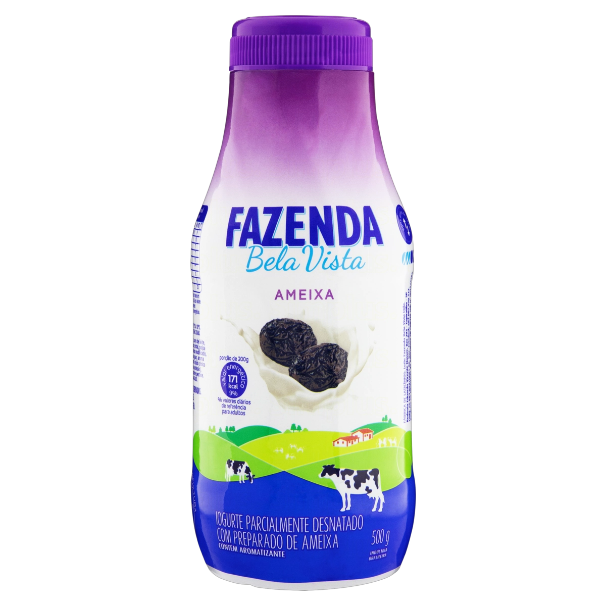 Iogurte Parcialmente Desnatado Ameixa Fazenda Bela Vista Garrafa 500g