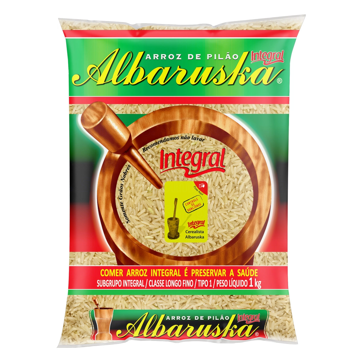 Arroz De Pilão Tipo 1 Integral Albaruska Pacote 1kg
